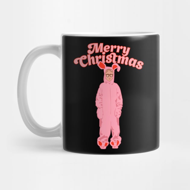 Merry Christmas - Ralphie Pink Bunny Costume - Funny Graphic by ChattanoogaTshirt